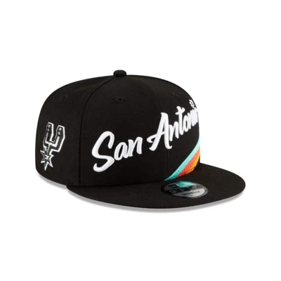 Black San Antonio Spurs Hat - New Era NBA City Edition 9FIFTY Snapback Caps USA5840231